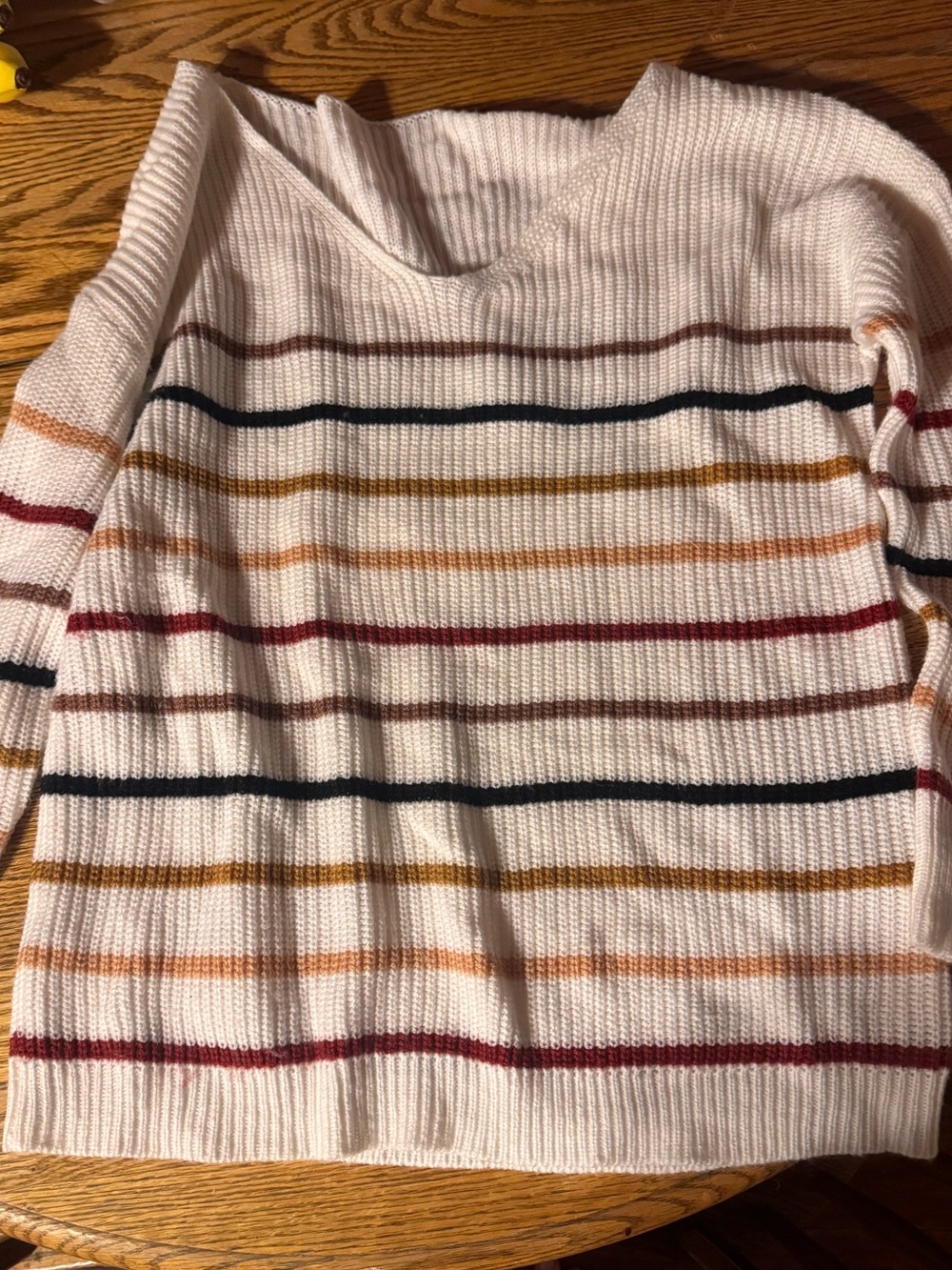 Chic Nation Striped Crewneck Sweater with Multicolor Bands